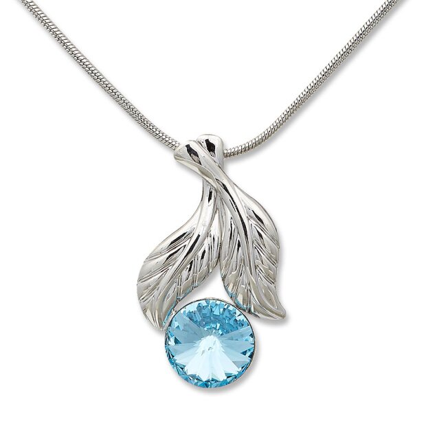 Tillberg ladies necklace with leaves and Swarovski stone 42 cm 029-03-10