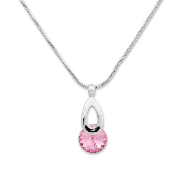 Elegant ladies necklace, Tillberg, with Swarovski stone, drops, pink