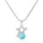 Womens necklace by Tillberg with star and Swarovski stone, matt, silver-plated, rhodium-plated, Lt.Turquoise 029-06-26