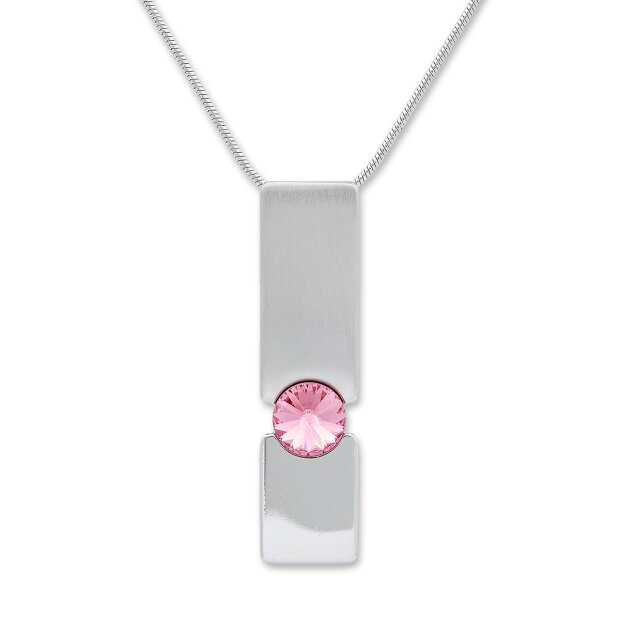 Tillberg ladies chain with rectangular pendant with Swarovski stone silver-plated rhodium-plated 029-06-38