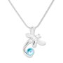 Tillberg necklace with large dragonfly and Swarovski stones, playful, crystal / aquamarine 029-06-07