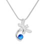 Tillberg necklace with a large dragonfly and Swarovski stones, playful, Crystal / Sapphire 029-06-05