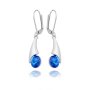 Beautiful earrings with Swarovski stone, clip clasp, silver-plated, Sapphire 032-01-28