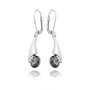 Beautiful earrings with Swarovski stone, clip clasp, silver-plated, anthracite gray 032-01-31