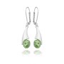 Beautiful earrings with Swarovski stone, clip clasp, silver-plated, peridot 032-01-33