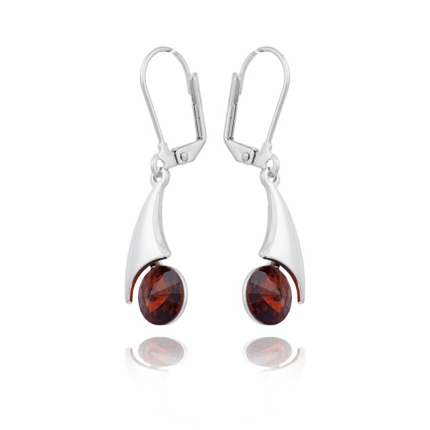 Beautiful earrings with Swarovski stone, clip clasp, silver-plated, Topaz 032-01-29