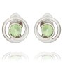 Clip-on earrings in a curved shape, Tillberg, with Swarovski stone, rhodium-plated, peridot 032-02-44