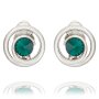 Clip-on earrings in a curved shape, Tillberg, with Swarovski stone, rhodium-plated, Emerald 032-02-42