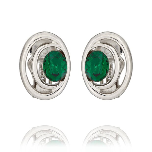 Tillberg ladies ear clips earring with Swarovski stone oval double row amethyst 032-10-11