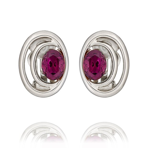 Tillberg ladies ear clips earring with Swarovski stone oval double row amethyst 032-10-13