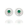 Elegant round ear clips with Swarovski stone, Emerald...