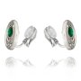 Elegant round ear clips with Swarovski stone, Emerald 032-09-29