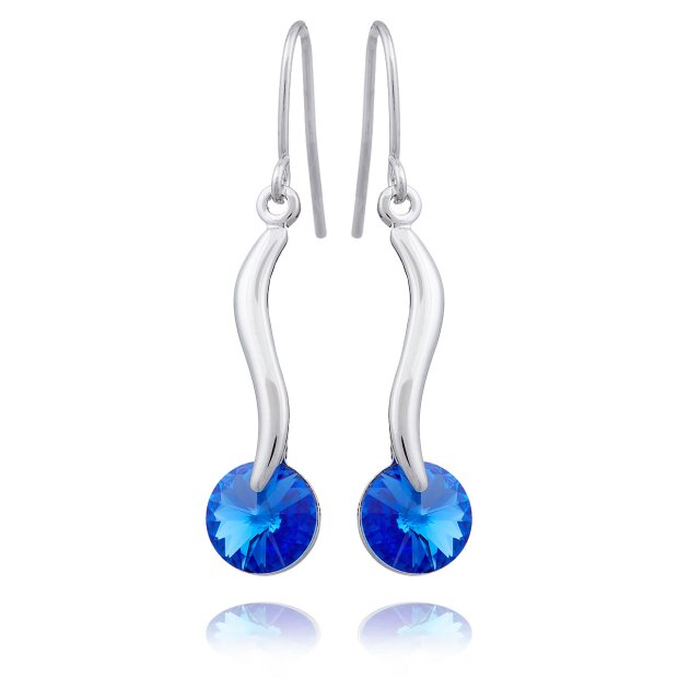 Beautiful earrings, Tillberg with Swarovski stone, silverplated, Sapphire 032-11-06