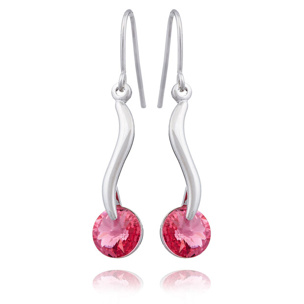 Beautiful earrings, Tillberg with Swarovski stone, silverplated, pink 032-11-07