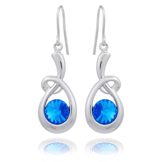 Beautiful Tillberg earrings, with Swarovski stone, silver-plated, rhodium-plated, Sapphire 032-03-05