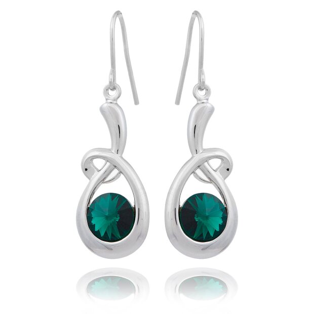 Beautiful Tillberg earrings, with Swarovski stone, silver-plated, rhodium-plated, Emerald 032-03-01