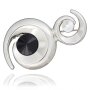 Brooch in a curved shape by Tillberg, with Swarovski stones, silverplated, crystal / black 008-01-18