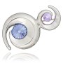 Brooch in a curved shape by Tillberg, with Swarovski stones, silverplated, violet / amethyst 008-01-19
