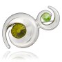 Brooch in a curved shape by Tillberg, with Swarovski stones, silverplated, Olivine / Peridot 008-01-20