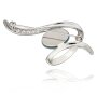 Brooch in a curved shape by Tillberg, with Swarovski stones, silverplated, crystal 008-01-09