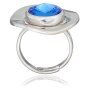 Runder Ring mit gro&aacute;em Swarovski Stein, verstellbar,versilbert,rhodiniert, Sapphire 008-02-17