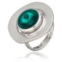 Runder Ring mit gro&aacute;em Swarovski Stein, verstellbar,versilbert,rhodiniert,Emerald 008-02-18
