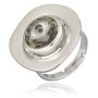 Runder Ring mit gro&aacute;em Swarovski Stein, verstellbar,versilbert,rhodiniert, Black Diamond 008-02-22