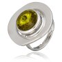 Runder Ring mit gro&aacute;em Swarovski Stein, verstellbar,versilbert,rhodiniert, Olivine 008-02-24
