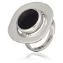 Runder Ring mit gro&aacute;em Swarovski Stein, verstellbar,versilbert,rhodiniert,Schwarz 008-02-21