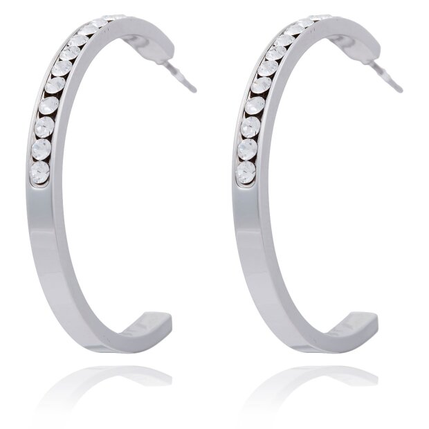 Tillberg womens hoop earrings half earrings with Swarovski stones 3.7 cm 082-01-15