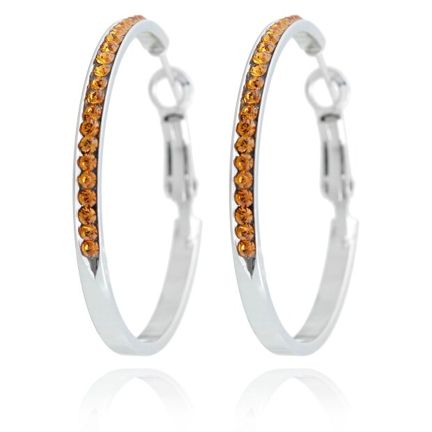 Beautiful hoop earrings from Tillberg, with Swarovski stones, clip clasp, Topaz 082-01-53