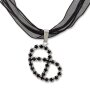 Edelweiss traditional costume chain, black, pretzel, rhinestones, necklace 027-06-09