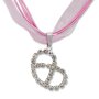 Edelweiss costume necklace, pink, necklace, pretzel with rhinestones 027-06-05