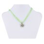 Edelweiss traditional costume chain, green, satin cord with pendant with rhinestones