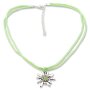 Edelweiss traditional costume necklace, apple green, satin cord with pendant with rhinestones 027-07-01