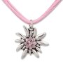 Edelweiss traditional costume necklace, light pink, cord...