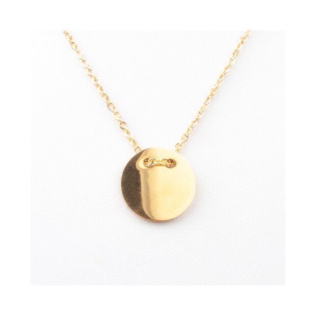 Stainless steel necklace with round pendant gold