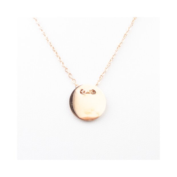 Stainless steel necklace with round pendant rose gold
