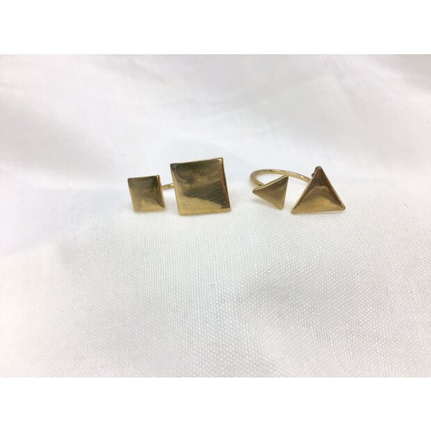 Ring Gold, zweifache Ausf&uuml;hrung, verschiedene Gr&ouml;&szlig;en, Design Dreieck und Viereck, leicht matt