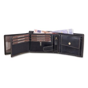 Tillberg wallet made from real leather with wolf motif navy blue
