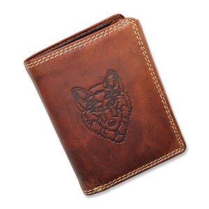 Wallet made from real leather with husky motif