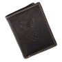 Wallet made from real leather with husky motif, black