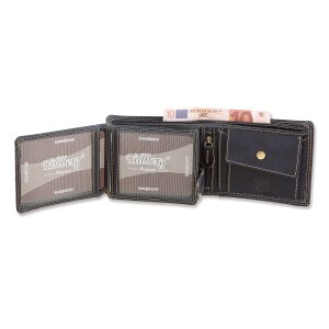 Real leather wallet with husky motif in a landscape format