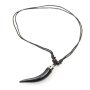 Leather necklace with a black saber-toothed pendant for...