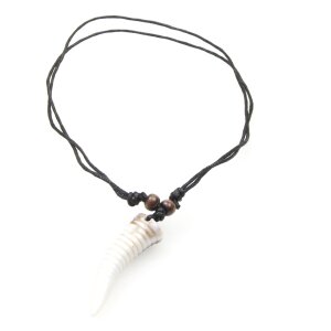 Leather necklace with saber-toothed rack for women and men by Venture, 40cm