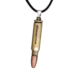 Leather necklace with two tone bullet pendant for women...