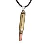 Leather necklace with two tone bullet pendant for women and men, length 45cm, lobster clasp