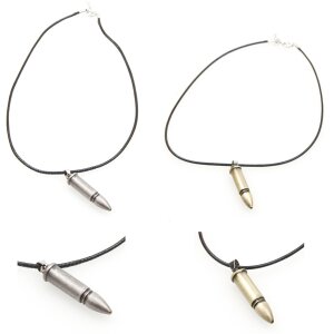 Leather necklace with Bullet 4 cm  pendant for women and...