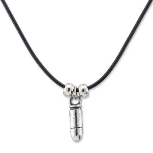 Leather necklace with an small bullet 1.5 cm  pendant for...