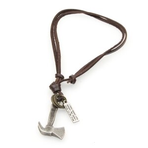 Leather necklace for women and men in the style of the middle age brown